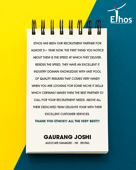 Ethos India,  Testimonial, EthosIndia, Ahmedabad, EthosHR, Recruitment