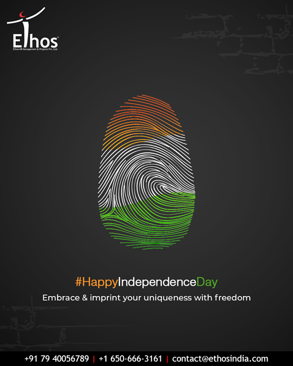 Embrace & imprint your uniqueness with freedom 

#HappyIndependenceDay #IndependenceDay19 #IndependenceDay #IndependenceWeek #Celebration #15thAugust #Freedom #India #EthosIndia #Ahmedabad #EthosHR #Recruitment #CareerGuide #India