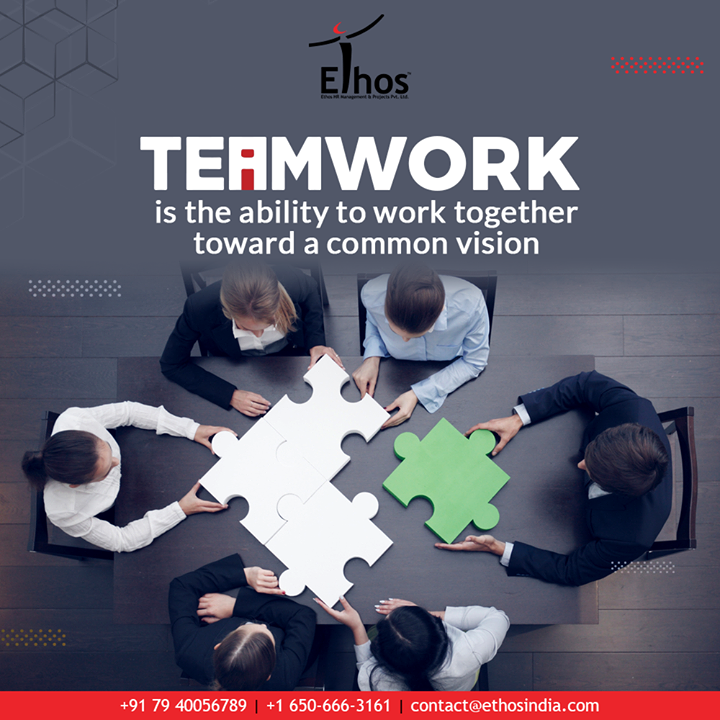 Teamwork is the ability to work together toward a common vision.
And the best teamwork comes from men who are working independently toward one goal in unison.

#QOTD #Teamwork #TipOfTheDay #ExpertCareerGuide #CareerOptions #CareerGrowth #EthosIndia #Ahmedabad #EthosHR #Recruitment #CareerGuide #India